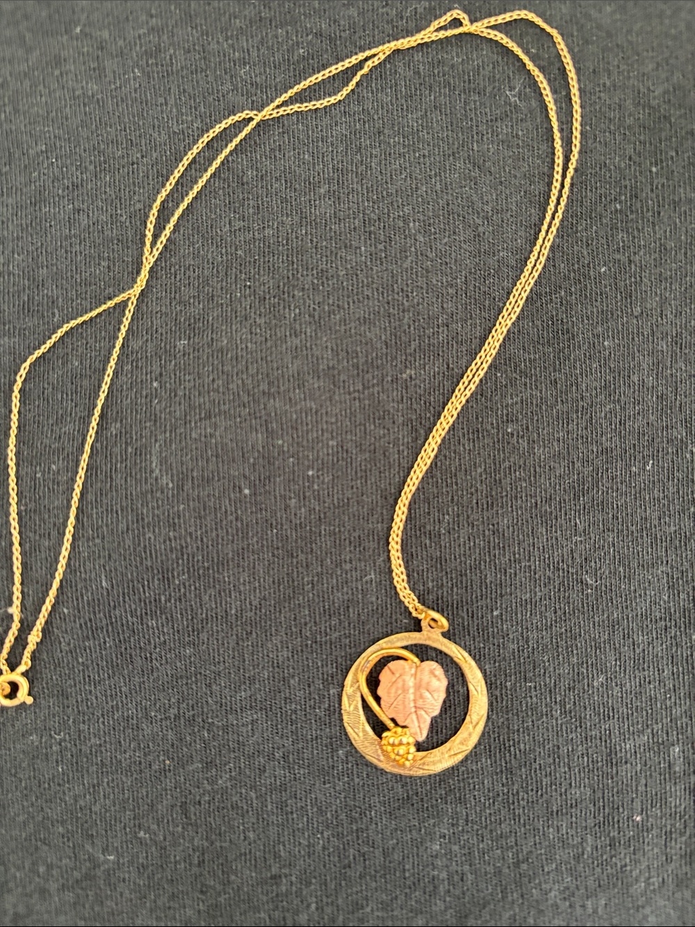 Vintage Black Hills Gold Pendant Necklace   Made by historic JCO.